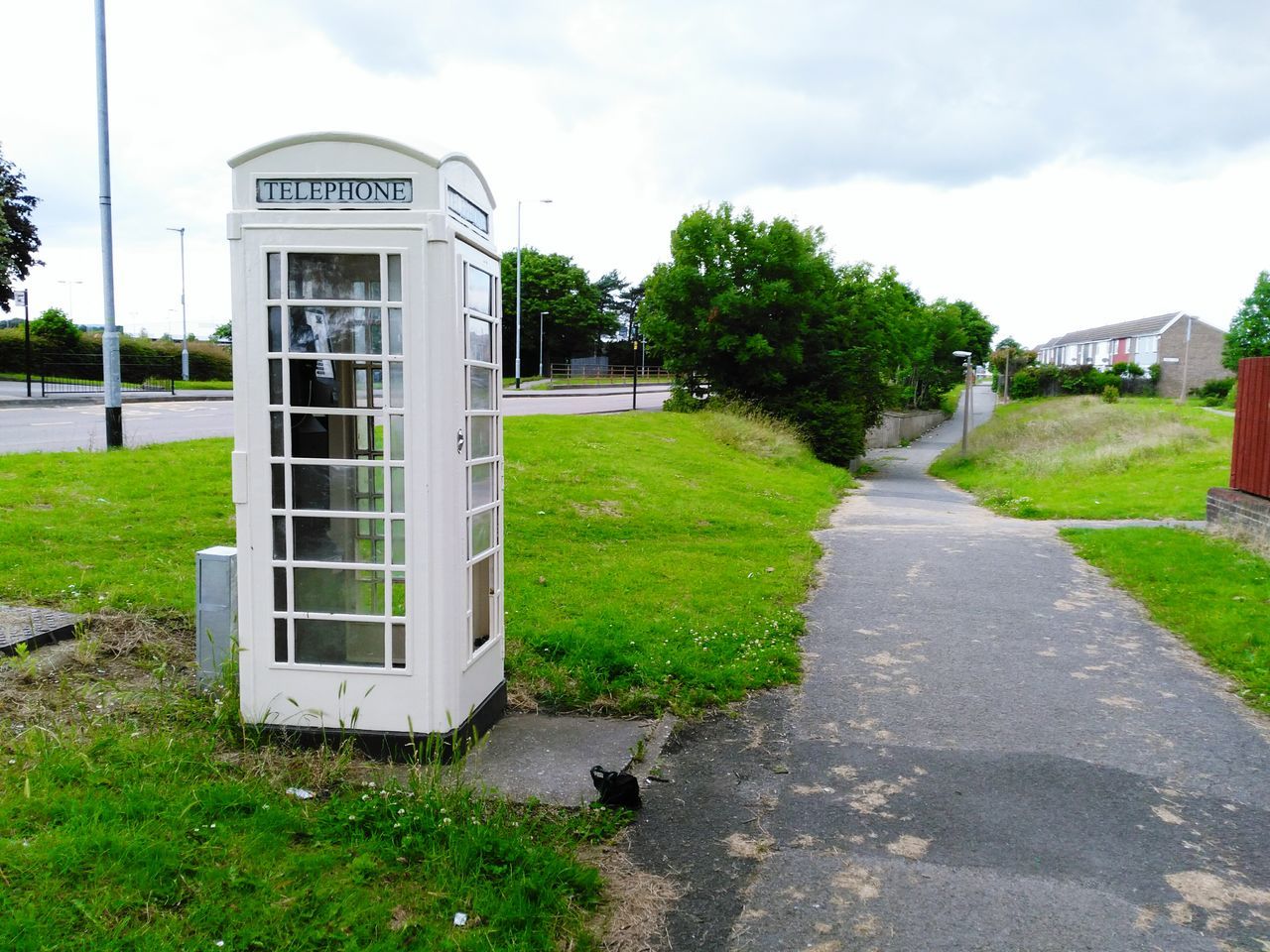 White phone booth