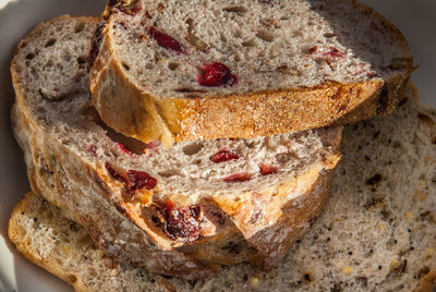 High angle view of bread