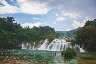 Scenic view of waterfall