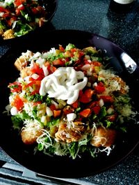 High angle view of salad in plate