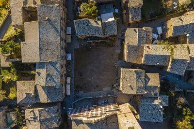 Aerial view of civita di bagnoreggio, a beautiful old town with badlands 