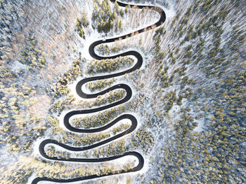 High angle view of wet road