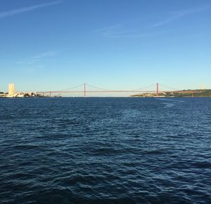 Suspension bridge over river