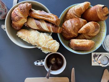 High angle view of food on table