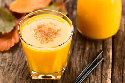 High angle view of breakfast on table