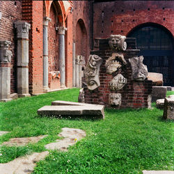 Statue in front of historic building