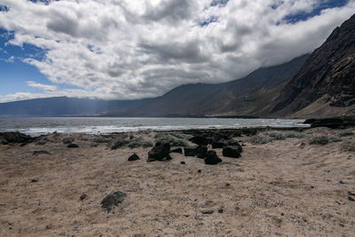 Scenic view of beach against sky