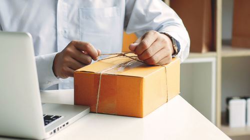 Man working on table