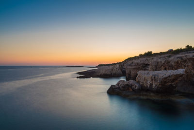 Scenic view of sea at sunset