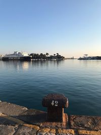 Scenic view of lake against clear sky