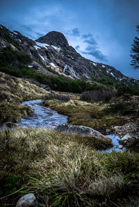 Scenic view of mountains against sky