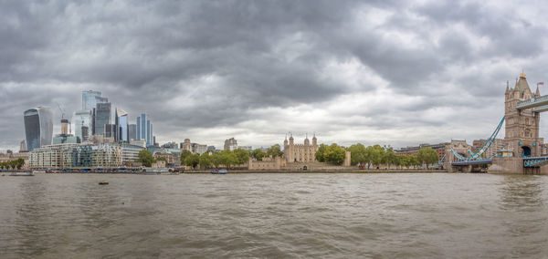 The tower of london and the city viewed from across the river thames