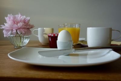 Close-up of place setting on table