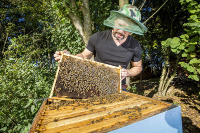 Man working on farm