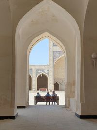 People in historic building