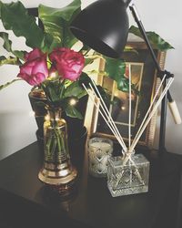 Close-up of flowers in vase on table
