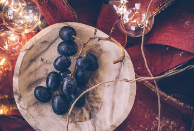 High angle view of berries on table