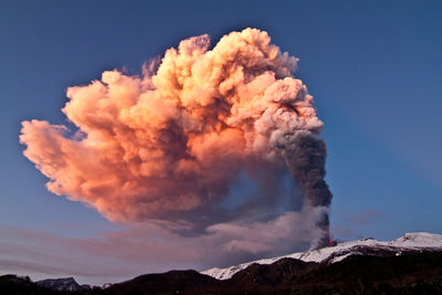 Scenic view of volcanic mountain against sky