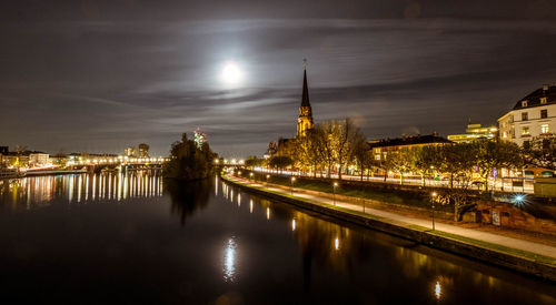 View of illuminated city at night