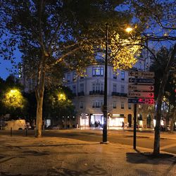 Illuminated street at night