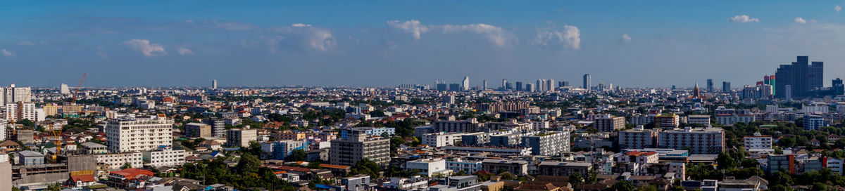 High angle view of cityscape against sky