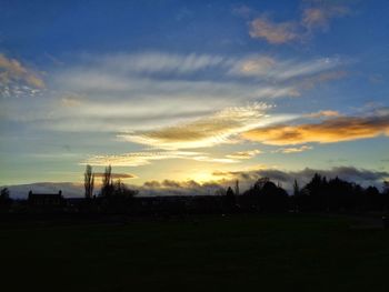 Silhouette trees against sky during sunset