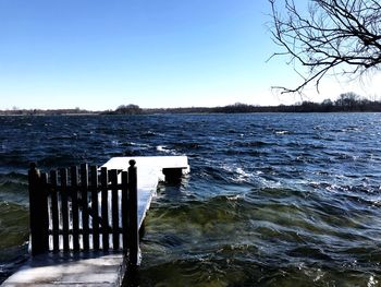 Scenic view of sea against clear sky