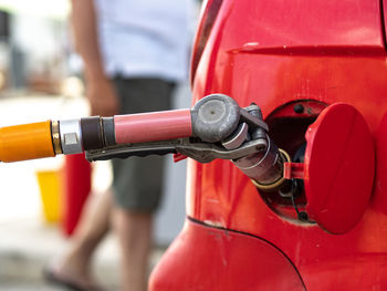 Lpg liquefied petroleum gas car filling in a gas filling station