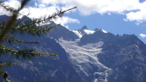 Low angle view of mountains against sky