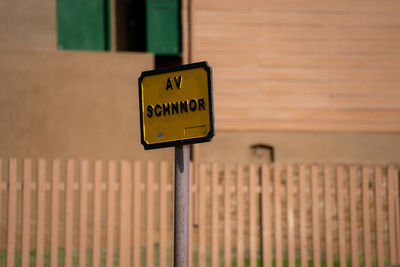 Close-up of road sign