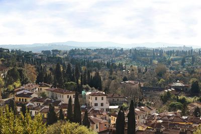 High angle view of townscape against sky