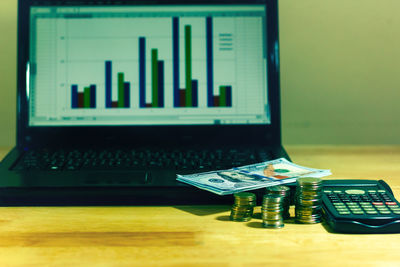 Close-up of laptop on table