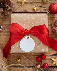 Directly above shot of christmas decoration on table