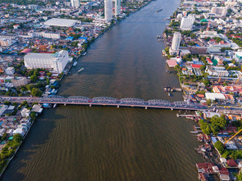 High angle view of bridge over river in city