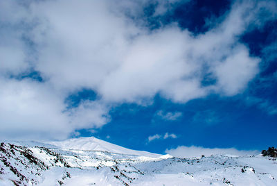 Scenic view of snow covered mountains against sky