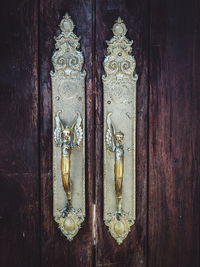 Close-up of closed wooden door