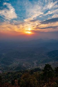 Scenic view of landscape against sky during sunset