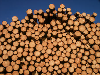 Low angle view of logs against sky at night