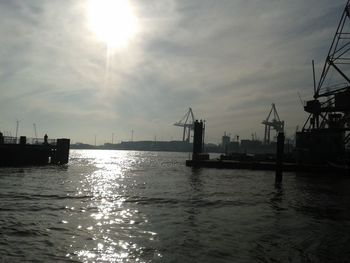 Silhouette of boats at sunset