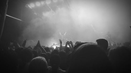 Crowd at music concert during night