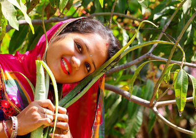 Portrait of girl smiling with alov vira