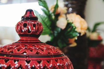 Close-up of christmas decoration on table