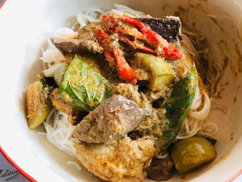 Close-up of meal served in plate