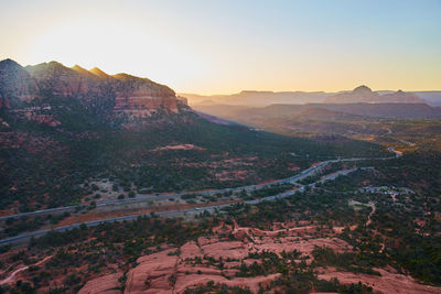 High angle view of landscape against sky