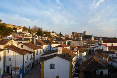 High angle view of townscape against sky