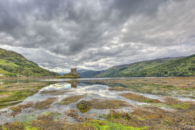 Scenic view of lake against sky