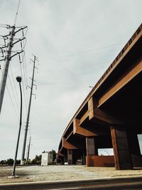 Low angle view of electricity pylon against sky