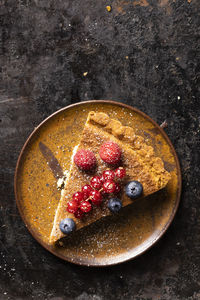 High angle view of breakfast on table