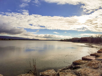 Scenic view of lake against sky