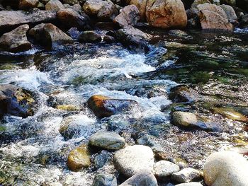 Water flowing through rocks